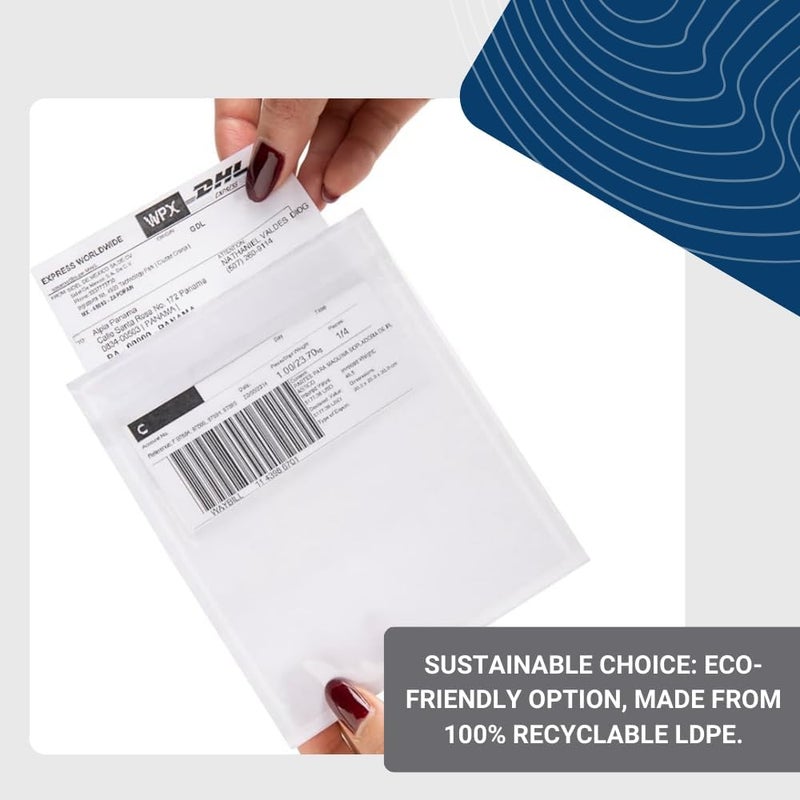 US PACK SMART 100 Units, 4.5"x5.5" Clear Packing List Shipping Pouches – Heavy Duty Self-Sealing Adhesive Envelopes, Waterproof & Tear-Proof – Ideal for Labels, Invoices & Documents - Image 4